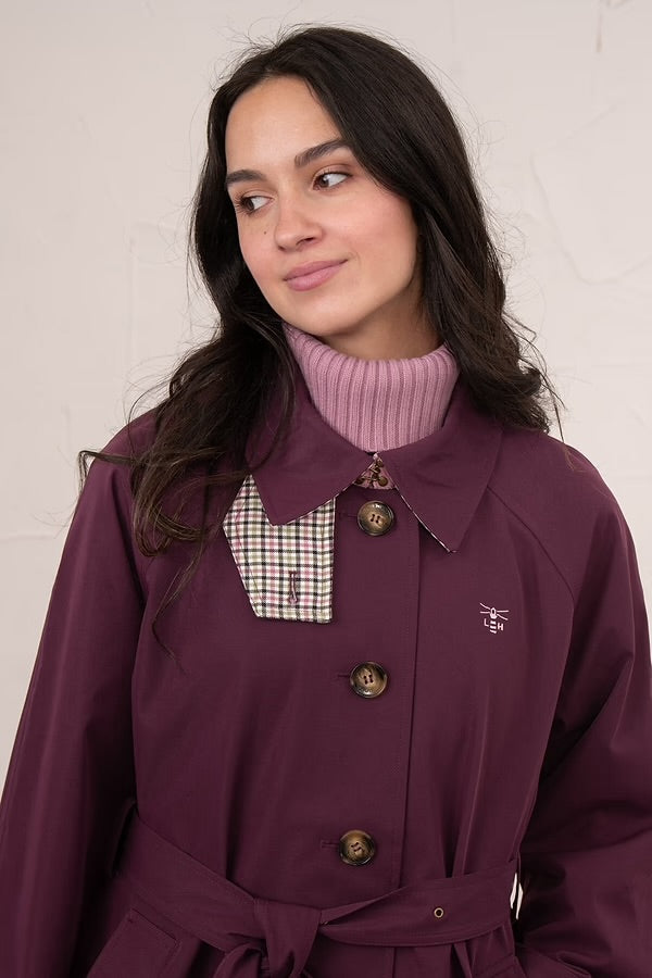 Harper Waterproof Trench Coat - Damson