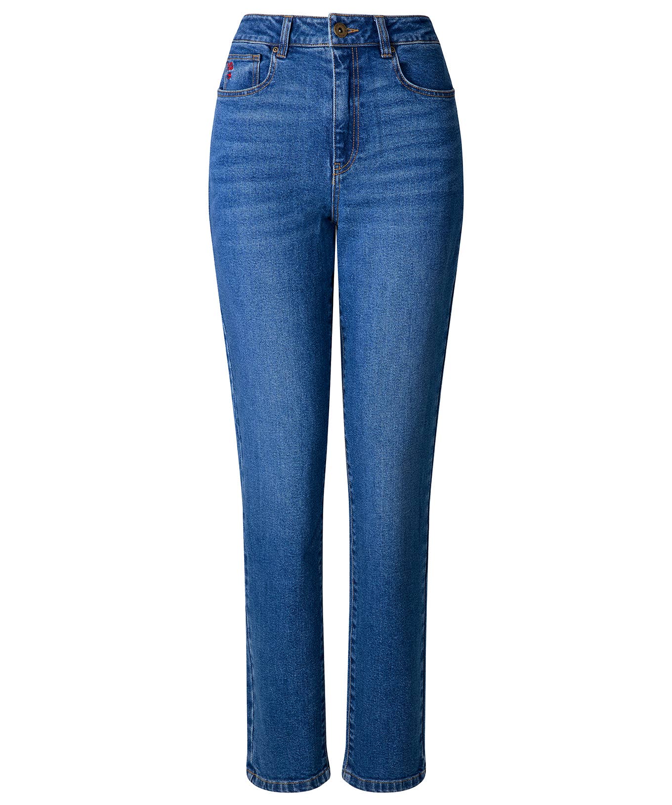High Waisted Mom Jeans With Light Wash: Blue / 99% Cotton, 1% Elastane / 12S