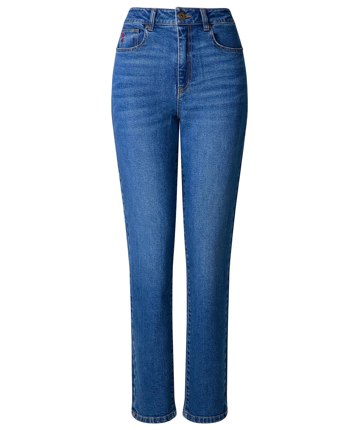 High Waisted Mom Jeans With Light Wash: Blue / 99% Cotton, 1% Elastane / 10S