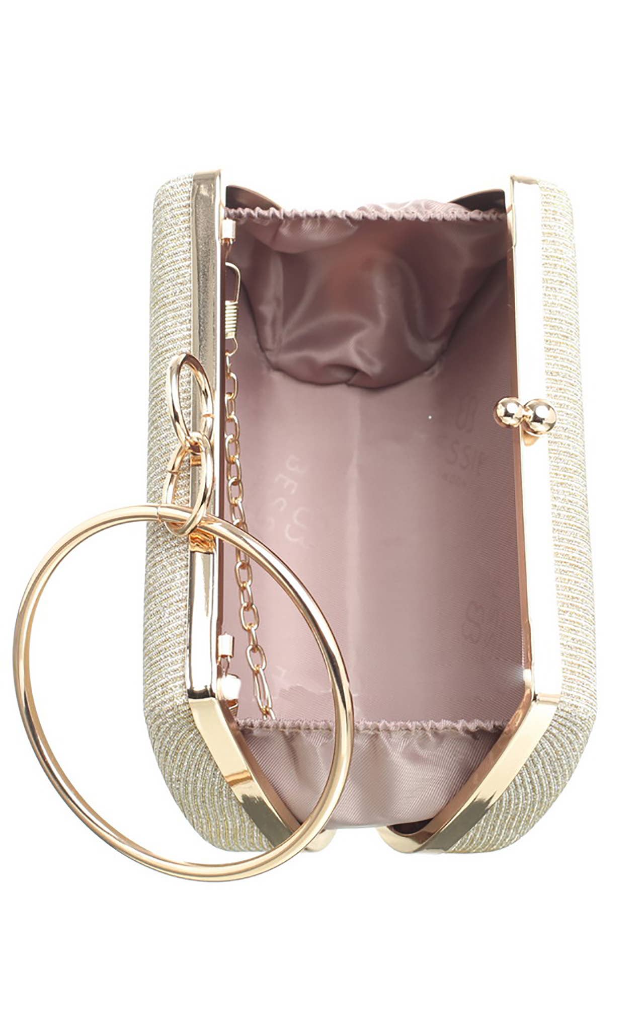 CIRCLE HANDLE EVEING CLUTCH BAG: Pink