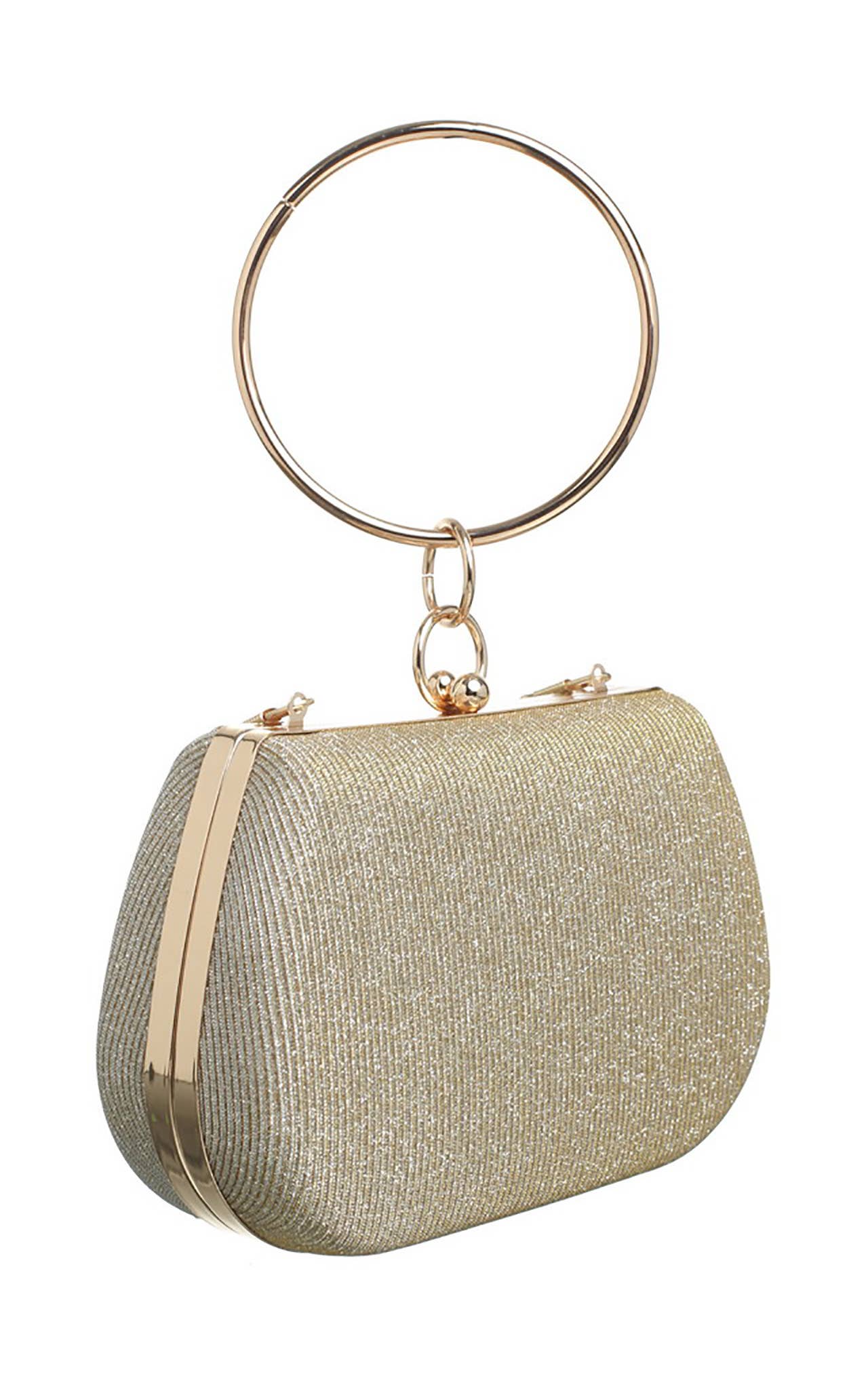 CIRCLE HANDLE EVEING CLUTCH BAG: Pink