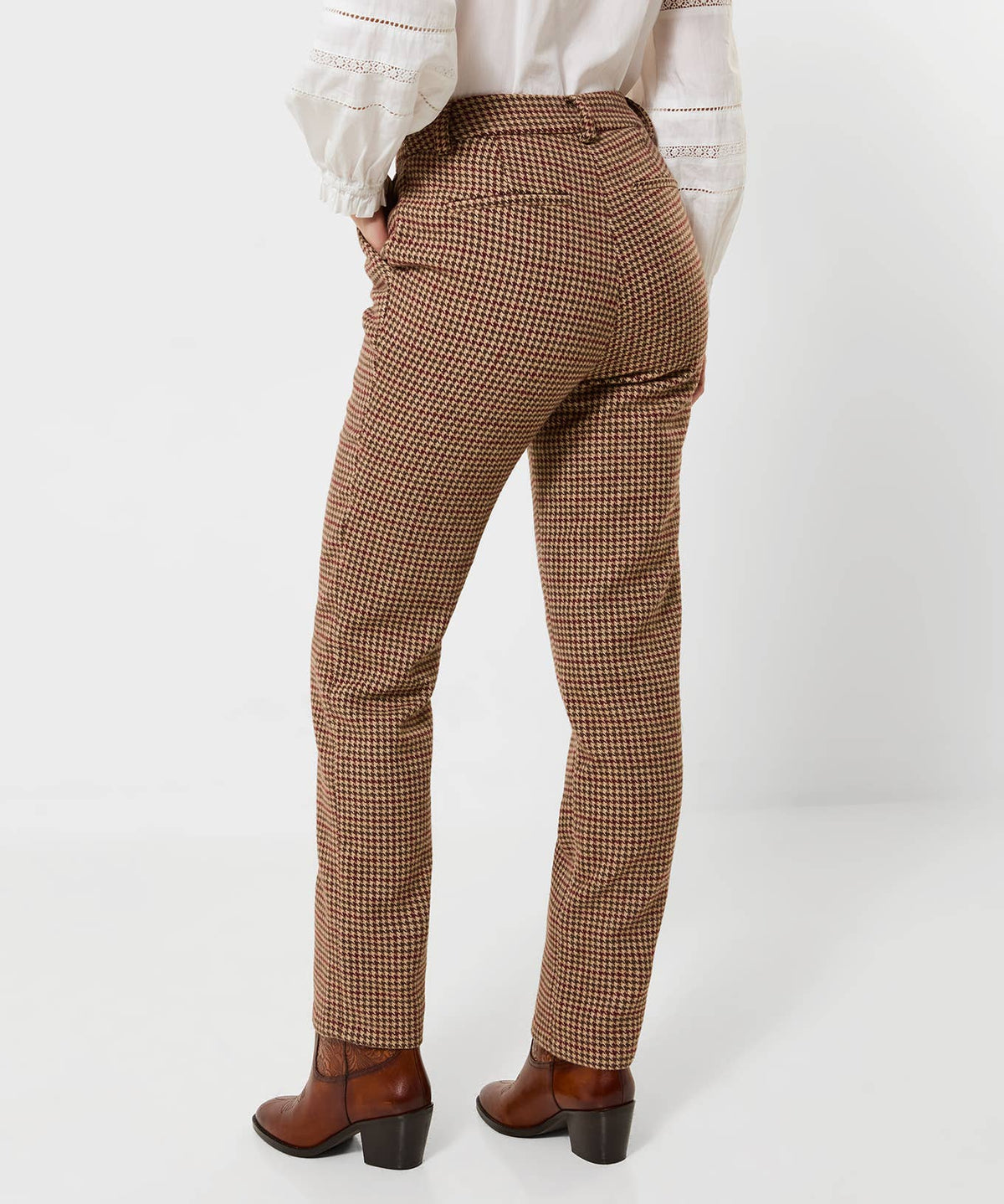 Lola Checked Cigarette Trouser: Multi / 74% Polyester, 20% Acrylic, 4% Wool, 2% Polyamide / 16