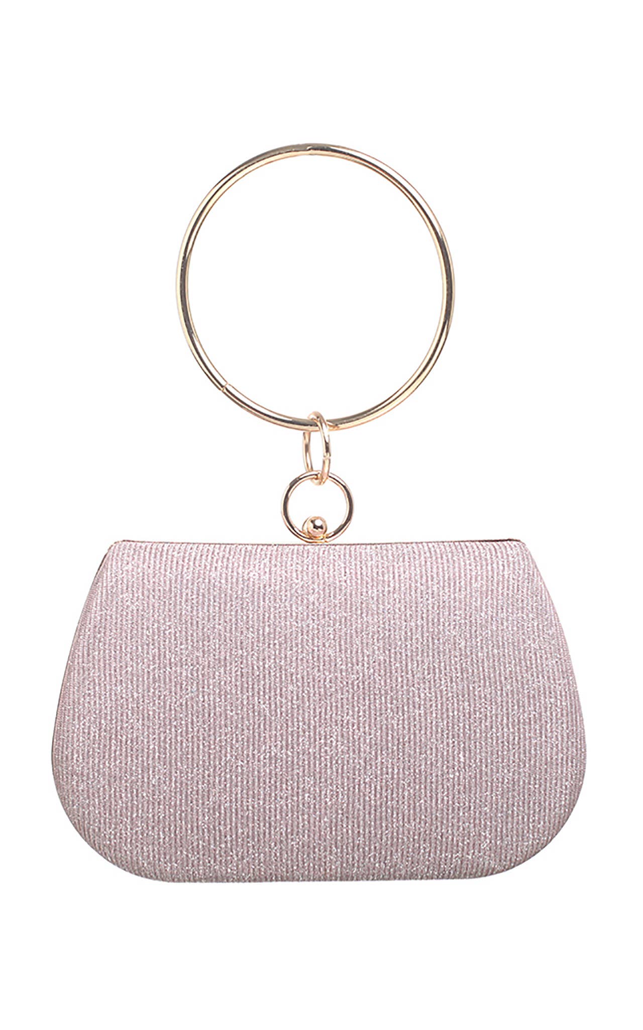 CIRCLE HANDLE EVEING CLUTCH BAG: Pink