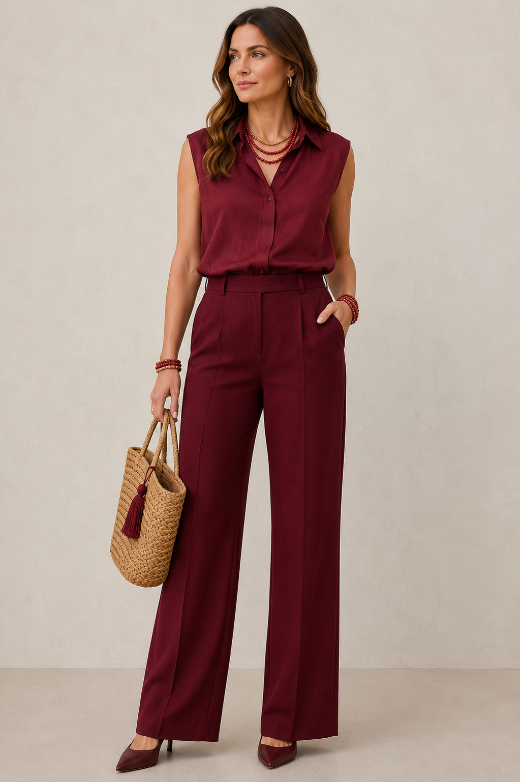 Kelly trousers burgundy short leg