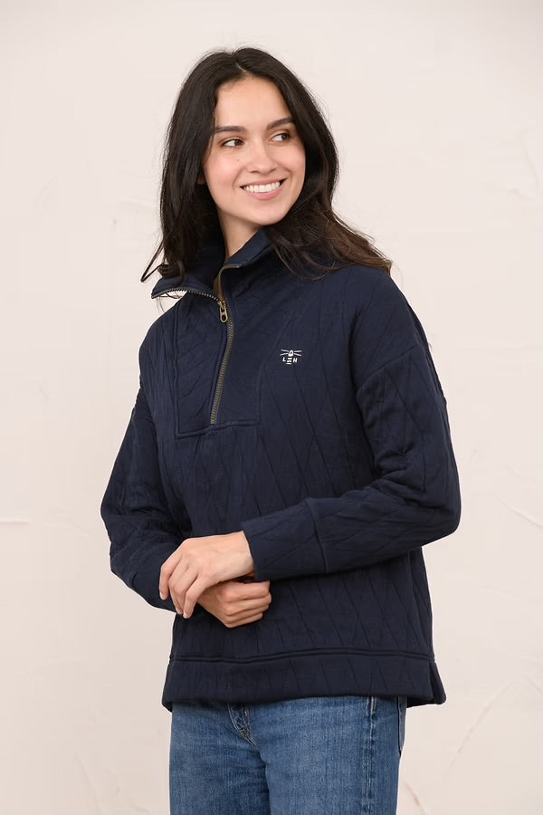 Cameron Quilted Quarter Zip - Navy