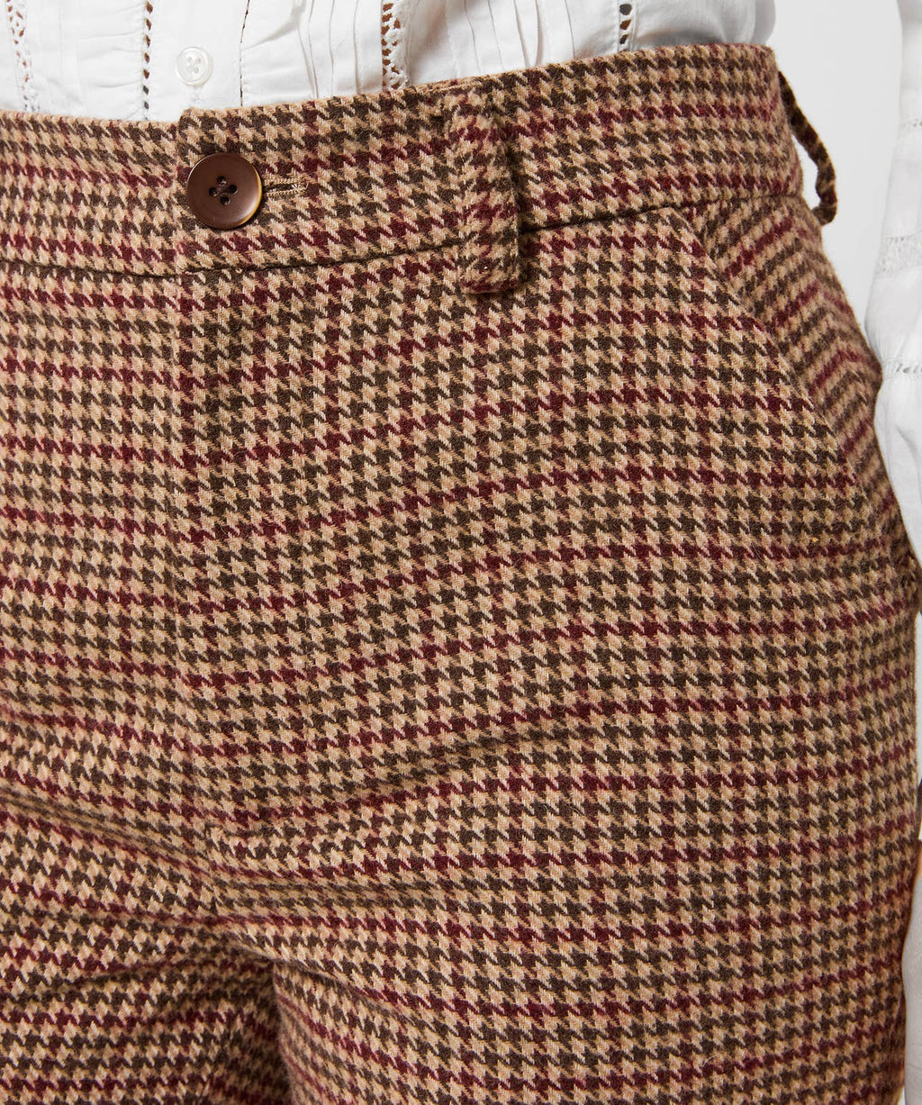 Lola Checked Cigarette Trouser: Multi / 74% Polyester, 20% Acrylic, 4% Wool, 2% Polyamide / 16