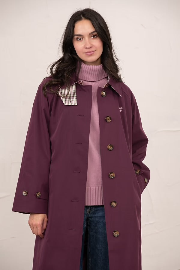 Harper Waterproof Trench Coat - Damson
