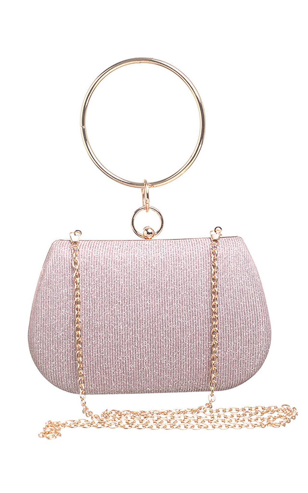 CIRCLE HANDLE EVEING CLUTCH BAG: Pink