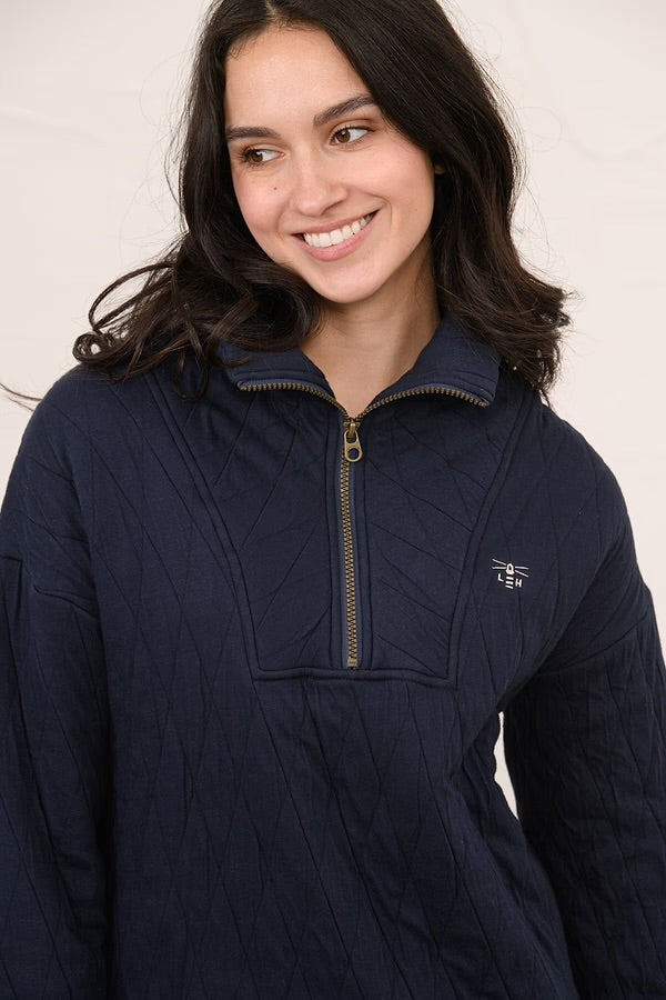 Cameron Quilted Quarter Zip - Navy