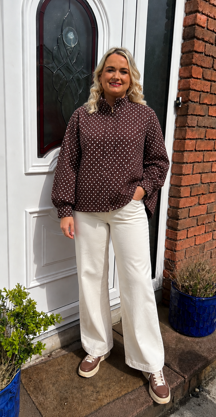 Brown polka dot jacket