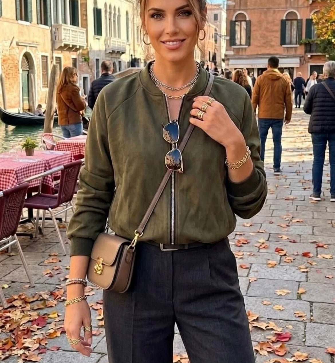Suede bomber jacket