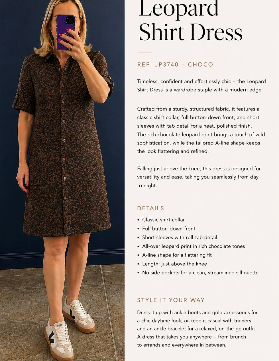 Leopard denim shirt dress