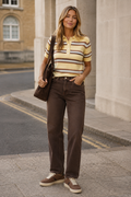 Brown stripe rugby top