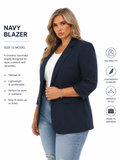 Navy ruched sleeve blazer