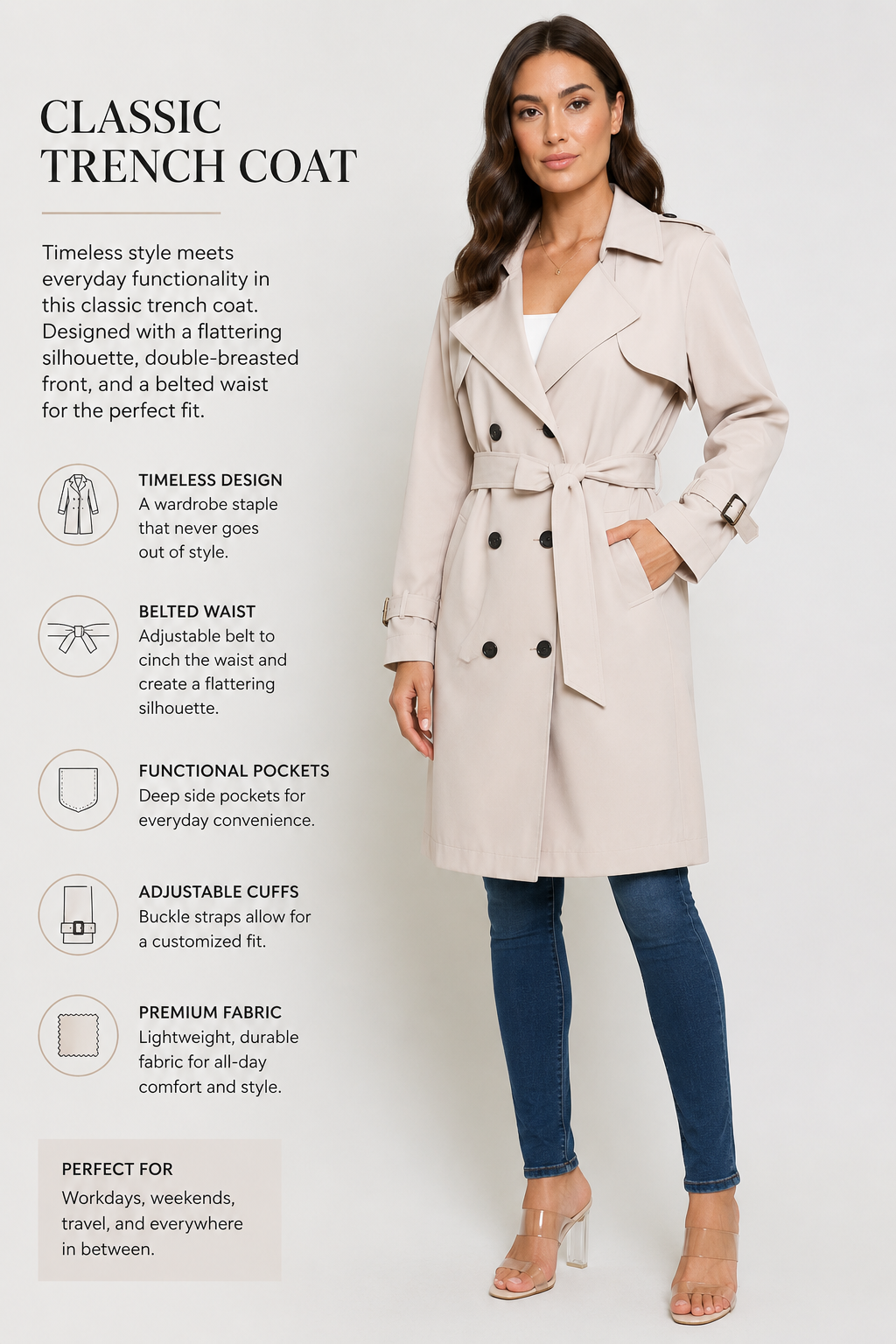 Cream trench coat