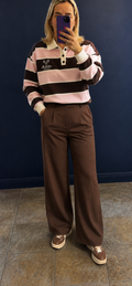 Brown and pink rugby sweater