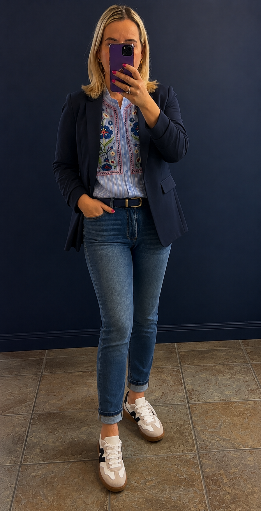 FLORAL EMBROIDERED STRIPPED SHIRT