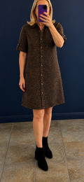 Leopard denim shirt dress