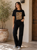 Black pattern T-shirt