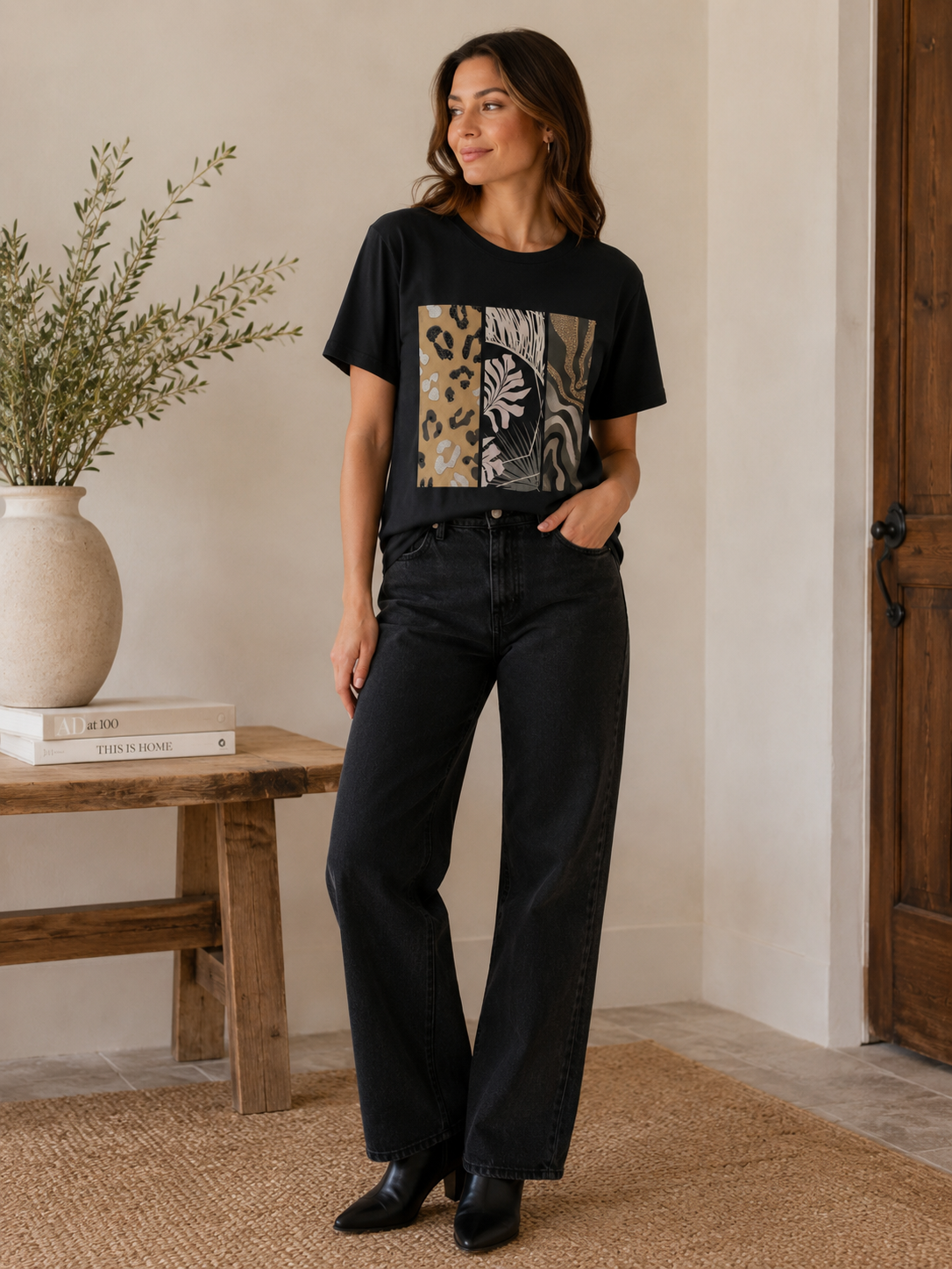 Black patterned T-shirt