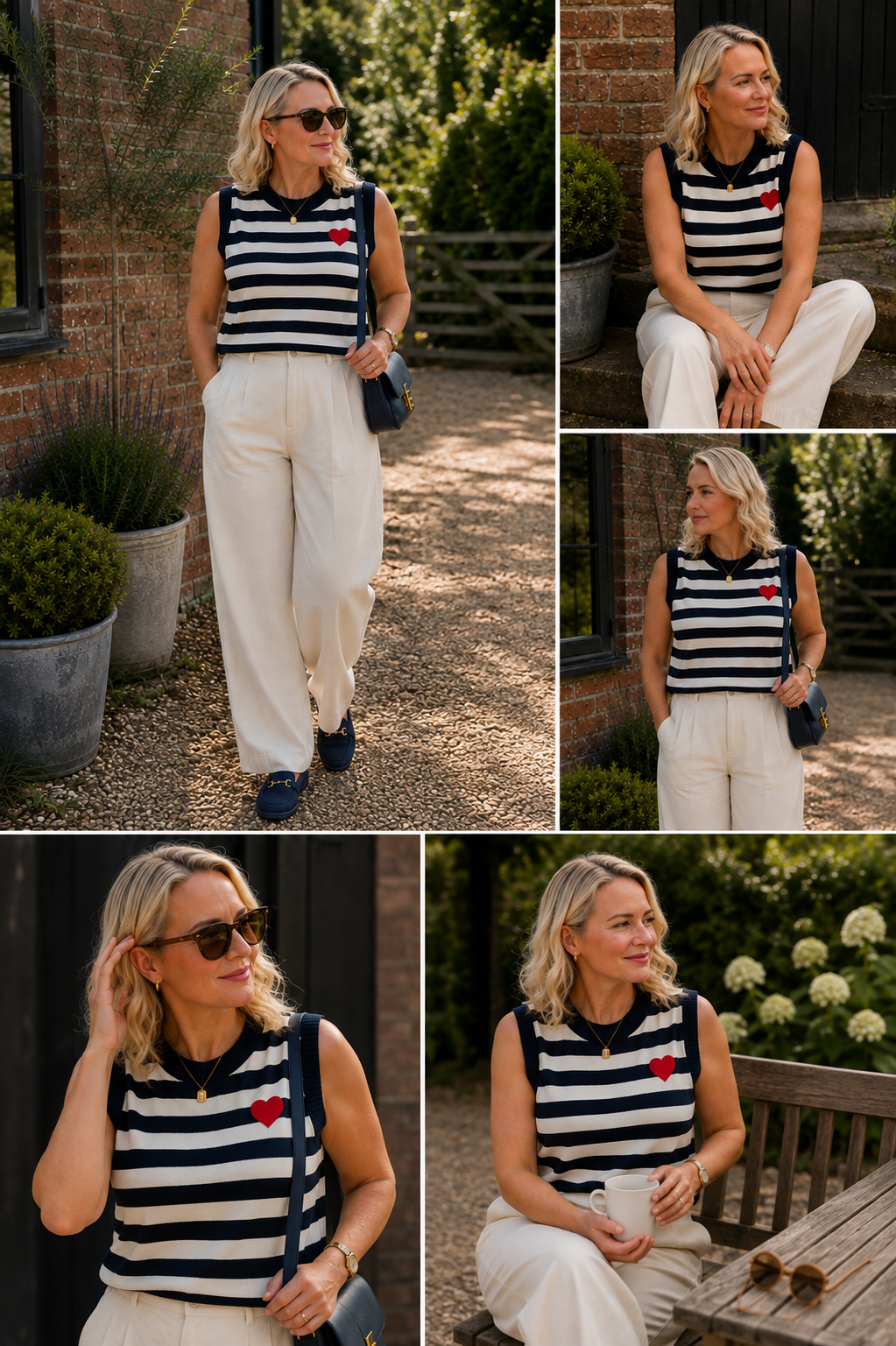 Heart knitted vest navy