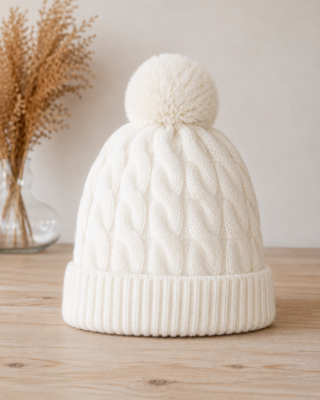 Cable Knit Pom Pom Hat