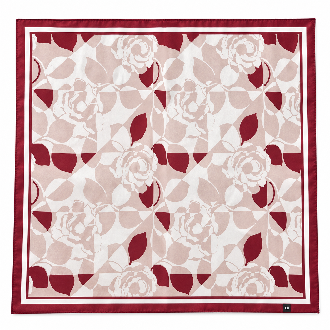 Floral Satin Neck Scarf – Burgundy & Blush