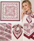 Burgundy & Ivory Paisley Satin Neck Scarf