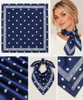 Navy & White Polka Dot Satin Neck Scarf