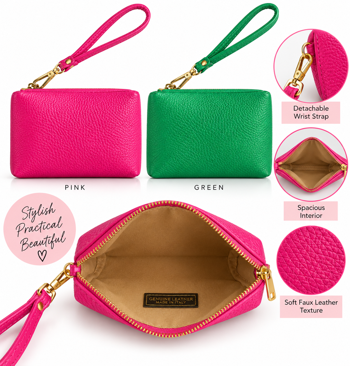 Genuine Italian Leather Wristlet