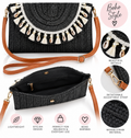 Black Woven Boho Crossbody Bag