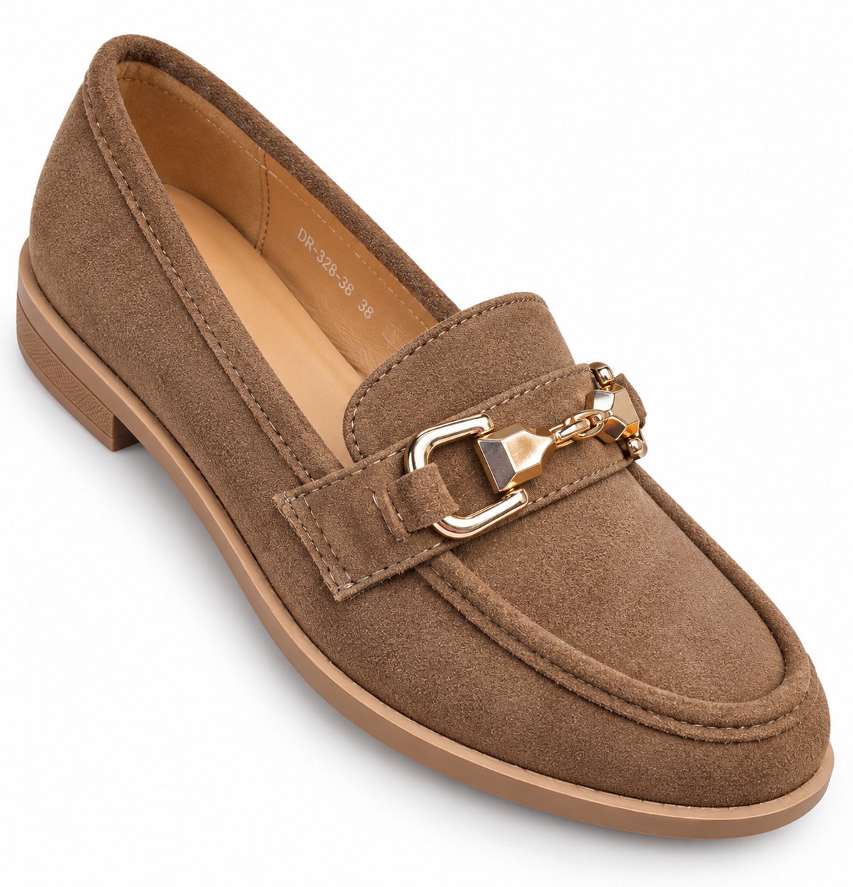 Brown faux suede loafer
