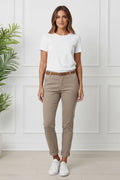 Removable Belt Slim Cropped Trousers
: BEIGE / 8